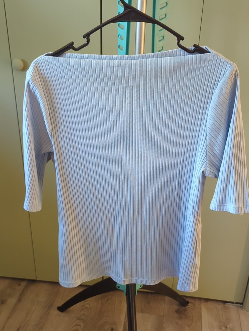 Old Navy Light Blue Ribbed Boatneck Short Sleeve Top